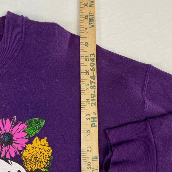 VTG 90s Mickey & Co Purple Floral Mickey Mouse Sweatshirt size XL - Picture 7 of 9